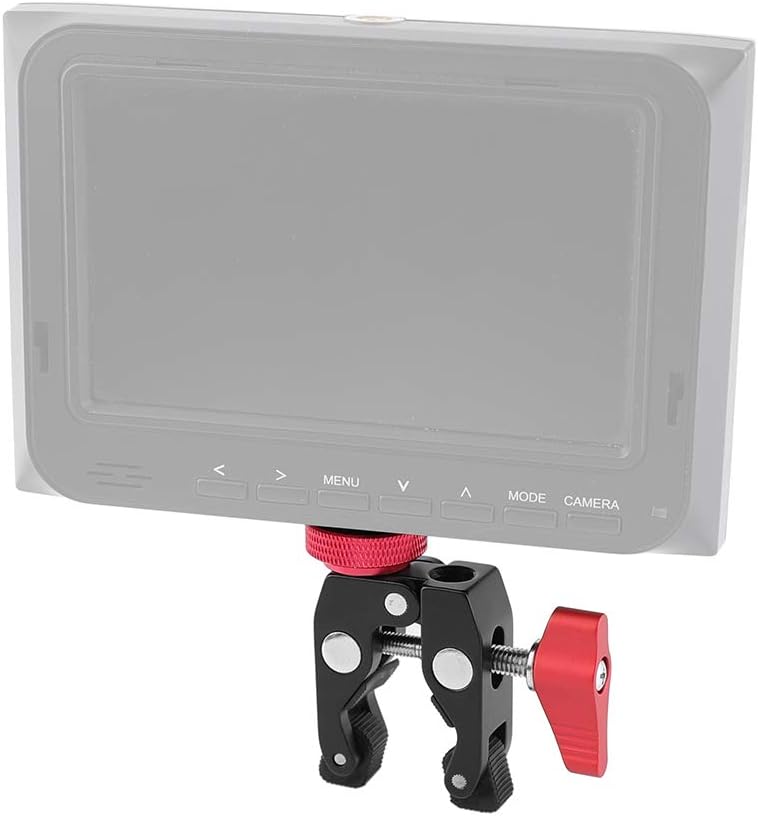 1/4" Crab Clamp Holder with Screw Adapter for Studio Flash Light Camera Tripod (Red)