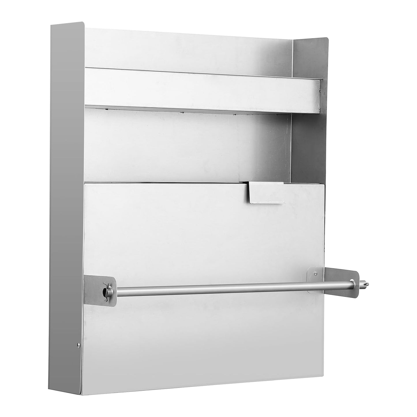 Towallmark 5052 Aluminum Storage Cabinet, 3-Tier Wall-Mounted Tool Cabinet with Flip-Out Work Table & Paper Towel Rack Organizer, Space-Saving Design,Ideal for Garage, Shop, and Trailer Use, Silver