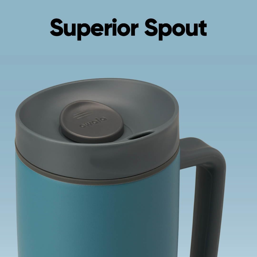 Owala SmoothSip Slider Travel Mug - 24 oz Stainless Steel Insulated Design | 100% Leak Proof & BPA Free