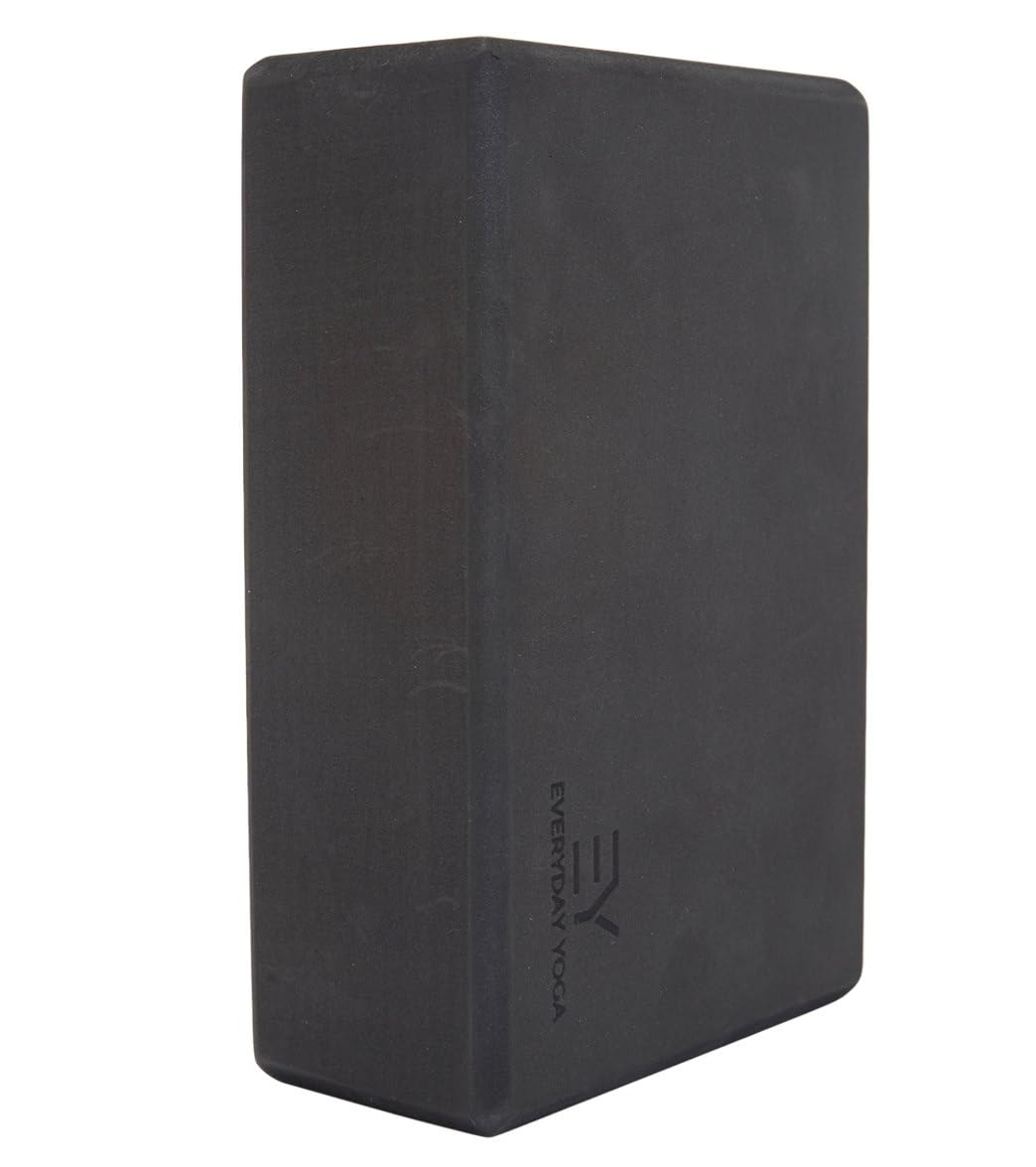 Everyday Yoga Foam Yoga Block 3 Inch - High-Density EVA Support Block for Stability, Balance & Flexibility, Lightweight, Durable & Comfortable - Black