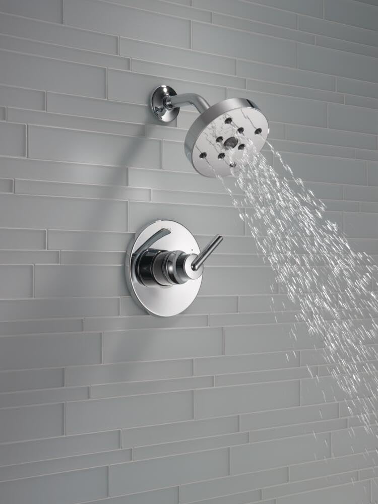 Delta Faucet Trinsic 14 Series Single-Function Shower Trim Kit with Single-Spray H2Okinetic Shower Head, Chrome T14259 (Valve Not Included)