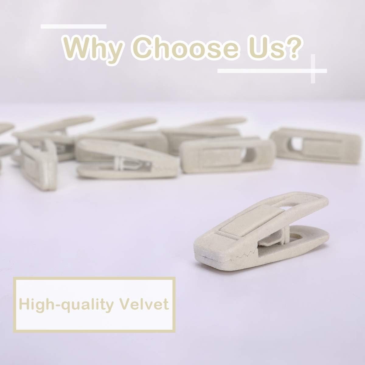 Trgowaul Velvet Hangers - Durable Clips for Thin Pants | 20-Pack in Beige