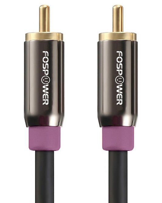 (10 24K FosPower Subwoofer Cable FT) RCA to RCA Audio Stereo Cable, Male to Male - Dual Shielded Cord | Gold Plated