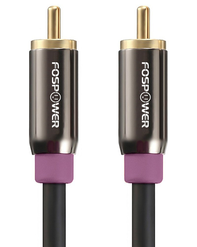 (15 24K FosPower Subwoofer Cable FT) RCA to RCA Audio Stereo Cable, Male to Male - Dual Shielded Cord | Gold Plated