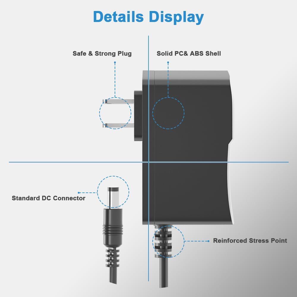 ZYHKJYL 6V 2A 6V 2A 1.8A 1.5A 1A 0.5A 8 3.2ft DC/AC Power Supply Adapter Universal Power Adaptor with DC Tips for Baby