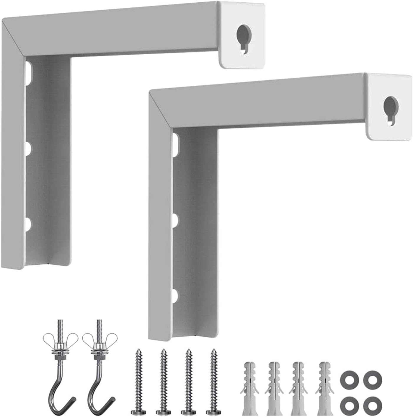 XuYelora 44 lbs(Color:White) Projector Screen Wall Mount L-Brackets, Adjustable Extension with Hook Universal Projector