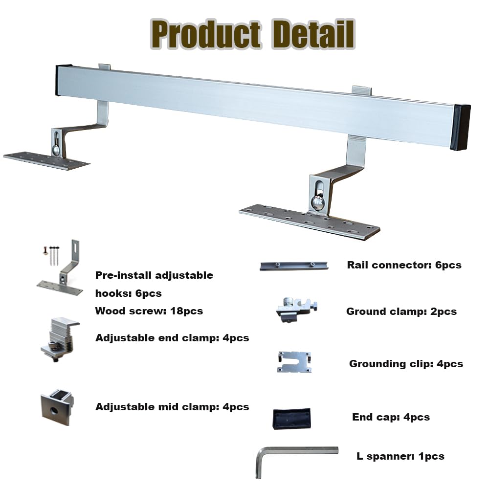 Solar Panel Mounting Bracket Kit to Metal Roof Sloped or Flat Pitched Tile Shingle Roofs for 1-4pcs Solar Panels