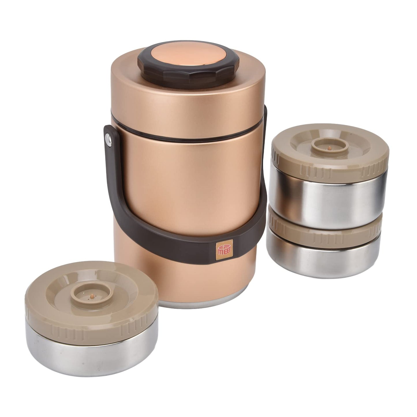 Estink 2000ml Vacuum Insulation Lunch Box 3 Layer Lunch for Hot Food, 304 Stainless Steel Thermal Lunch Box Insulated Food Jar Insulated Food Container (Gold)