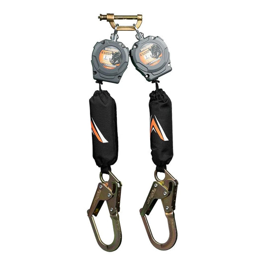 Malta Dynamics Wild Boar 6’ Dual Self Retracting Lifeline – SRL Fall Protection Lanyard with Rebar Hook for Construction Site Safety, OSHA and ANSI Compliant