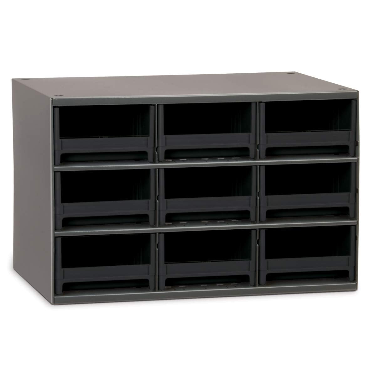 Akro-Mils Steel Garage Storage Cabinet, Small Parts Organizer Metal Cabinet for Hardware, Nails, Screws, Bolts, Nuts, and More, 17" W x 11" D x 11" H, 9-Drawer, Gray Cabinet/Black Drawers (19909)