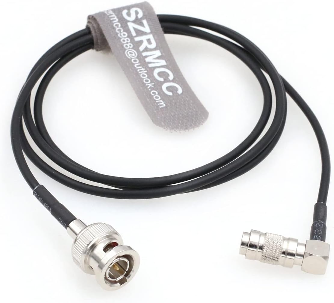 SZRMCC DIN1.0 2.3 RG174 75ohm 4K (1m/3.2ft) Right Angle Male to BNC Male HD SDI Coaxial Cable for Video Camera Monitor