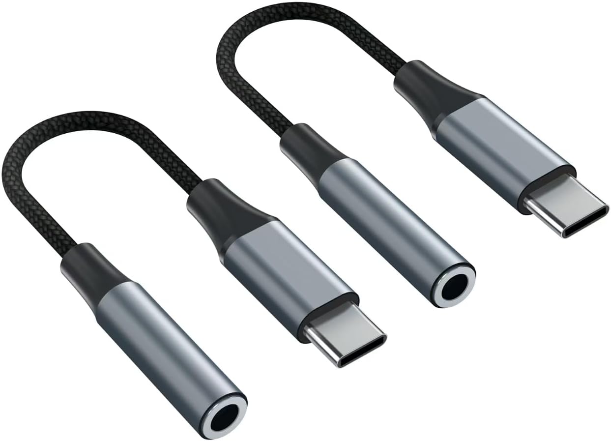 YGKSAA 2pcs 3.5mm S20+/S21 iPhone15 16 17, USB C to Female Headphone Jack Adapter, Upgrade Metal Case, Compatible