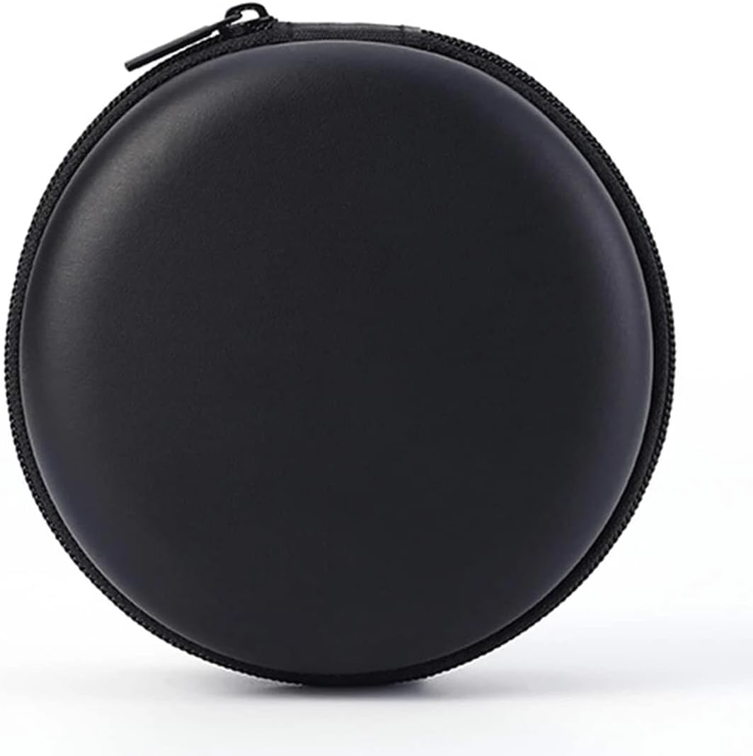 Tangseajiao 1 Pc Black Mini-Portable Hard Shell Earbuds Case, Round Earphone Carrying Case Storage Bag, Hard EVA