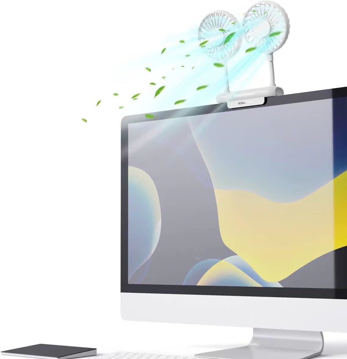 THRRLY 2 3 Monitor Fan with Rotatable Heads, Speeds, Sturdy Clamp, USB Powered Cooling Fan for Office Desk & Laptop.