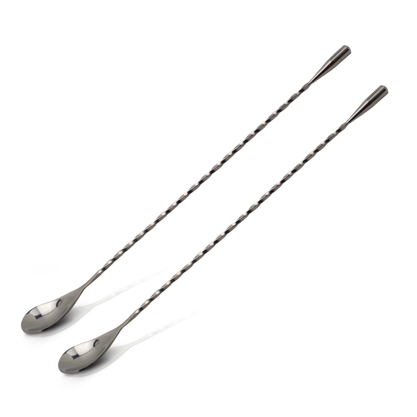 The Art of Craft Bar Spoon: 12.5” Stainless Steel Cocktail Mixing Spoon, Long Handle Spiral Design with Weighted Teardrop End (Set of 2)