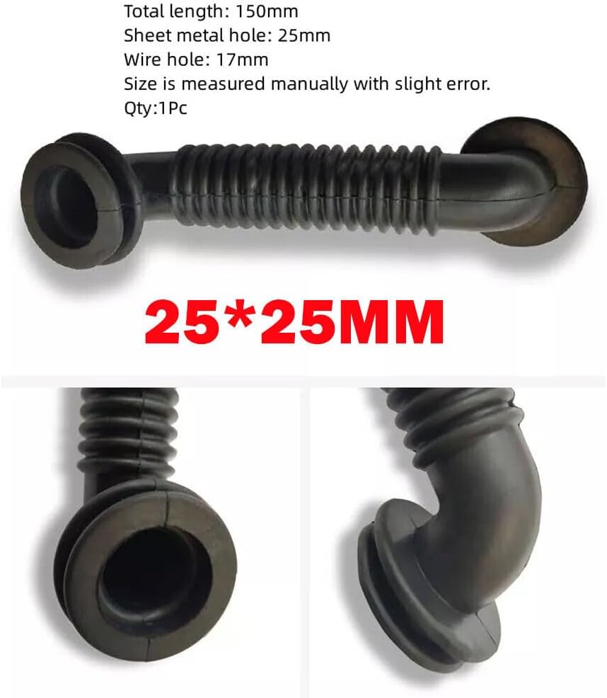 UCCKEYI (25 25MM) Car Harness Wiring Door Tube Rubber Sleeve Dust-Proof Oval Black *