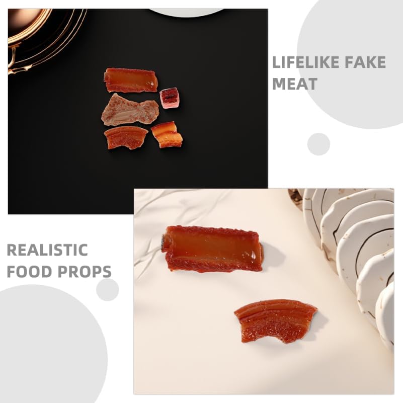 10Pcs Fake Meat Pork Ribs Artificial Food Props Lifelike Meat Fake Food for Kitchen Display Restaurant Cabinet