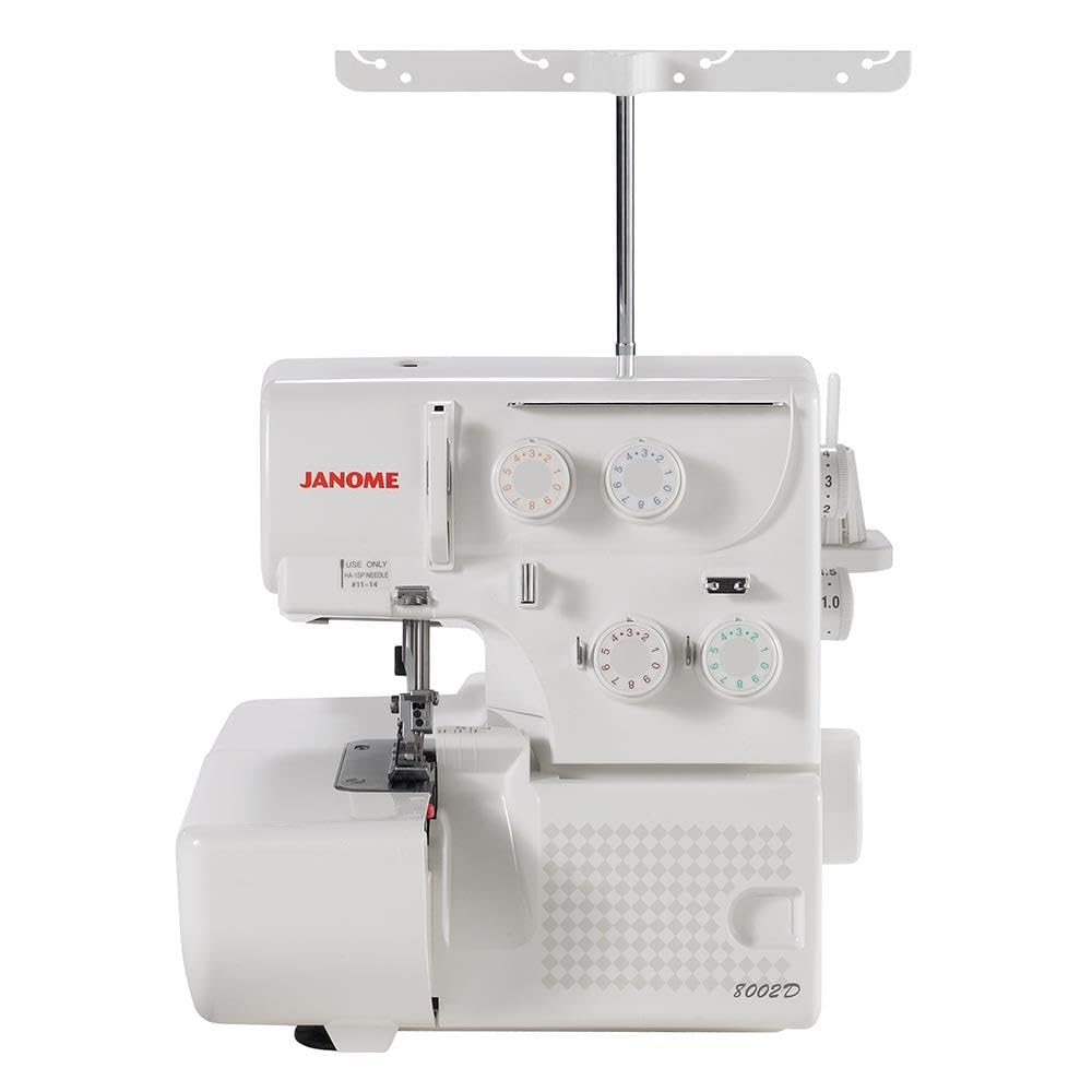 Janome 8002D Overlock Machine - 3/4 Thread Serger Sewing Machine with Differential Feed System for Extra-Smooth Seams, Janome Serger with 1300 Stitches Per Minute and Easy Threading