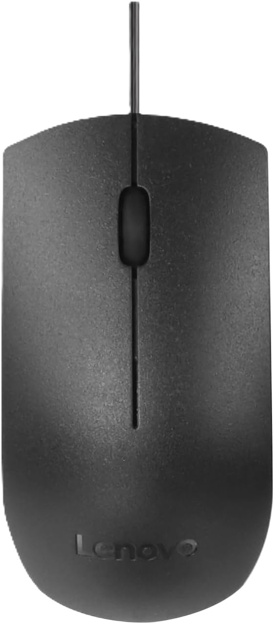 Lenovo USB-C Wired Mouse, Full Size, Ambidextrous Design, Black, Ergonomic Shape, Precision Sensor, Plug-and-Play