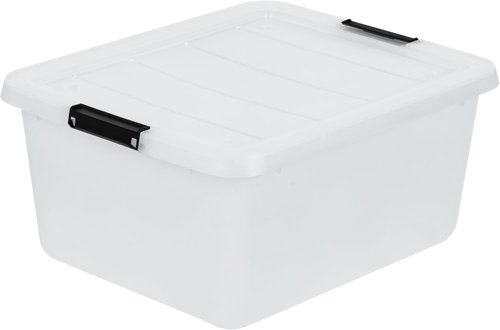 IRIS USA 18 QT Clear Storage Organizer - Stackable Plastic Box with Removable Dividers for Crafts, Tools & Office