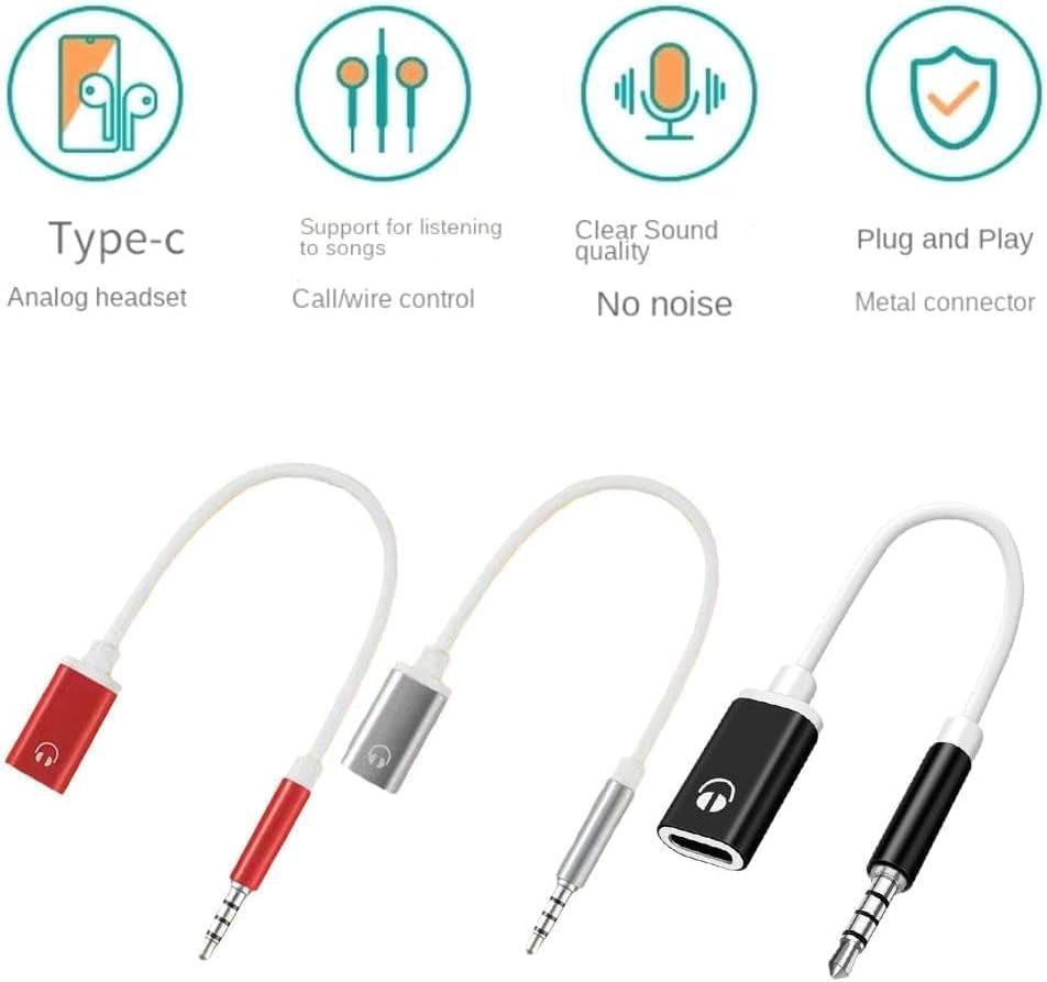 Risprsulen 3.5mm MP3 to TypeC Female Audio Adapter - Black, Compatible with Players, Smartphones, CD Players, Laptops