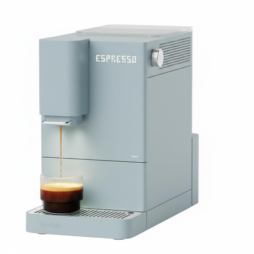 Terra Kaffe Demi Compact Fully Automatic Espresso Machine - Roaster-Approved Espresso Settings - Barista-Level Quality with Built-In Grinder - Coffee Machine - Cloud