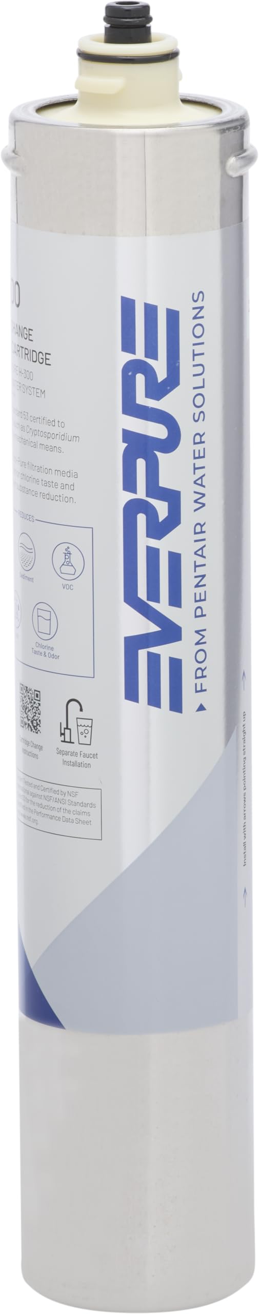 Pentair Everpure H-300 Quick-Change Filter Cartridge, EV927072, NSF Certified to Reduce Lead, For Use in Everpure H-300 Drinking Water Systems, 300 Gallon Capacity, 0.5 Micron