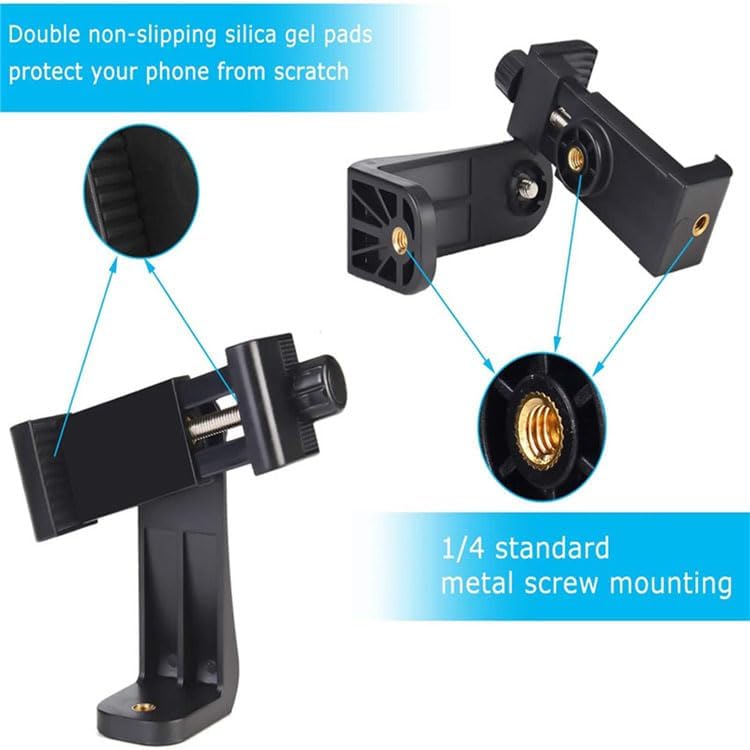 Reflex Camera 1/4" 58-105mm Universal Smartphone Clamp Holder Adapter, Screw Mount Adjustable Phone Mount for Tripods