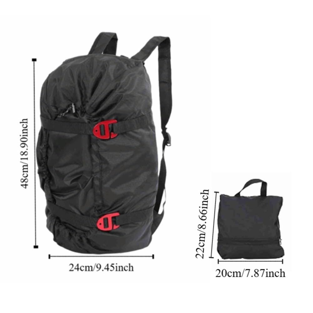 MOPFOL Rock Climbing Rope Bag – Water proof Oxford Folding Storage Backpack with Ground Sheet, Adjustable Shoulder Strap for Outdoor Camping, Hiking(Black)
