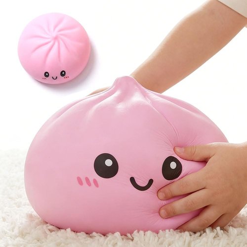 Giant Dumpling Squishy - Jumbo Soft Slow Rising Stress Ball | Extra Large Pink Fidget Toy for Stress Relief