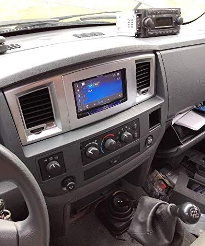 Custom Install Parts Silver Double Din Dash Install Kit w/Wiring Harness Radio Stereo Compatible with Dodge Ram