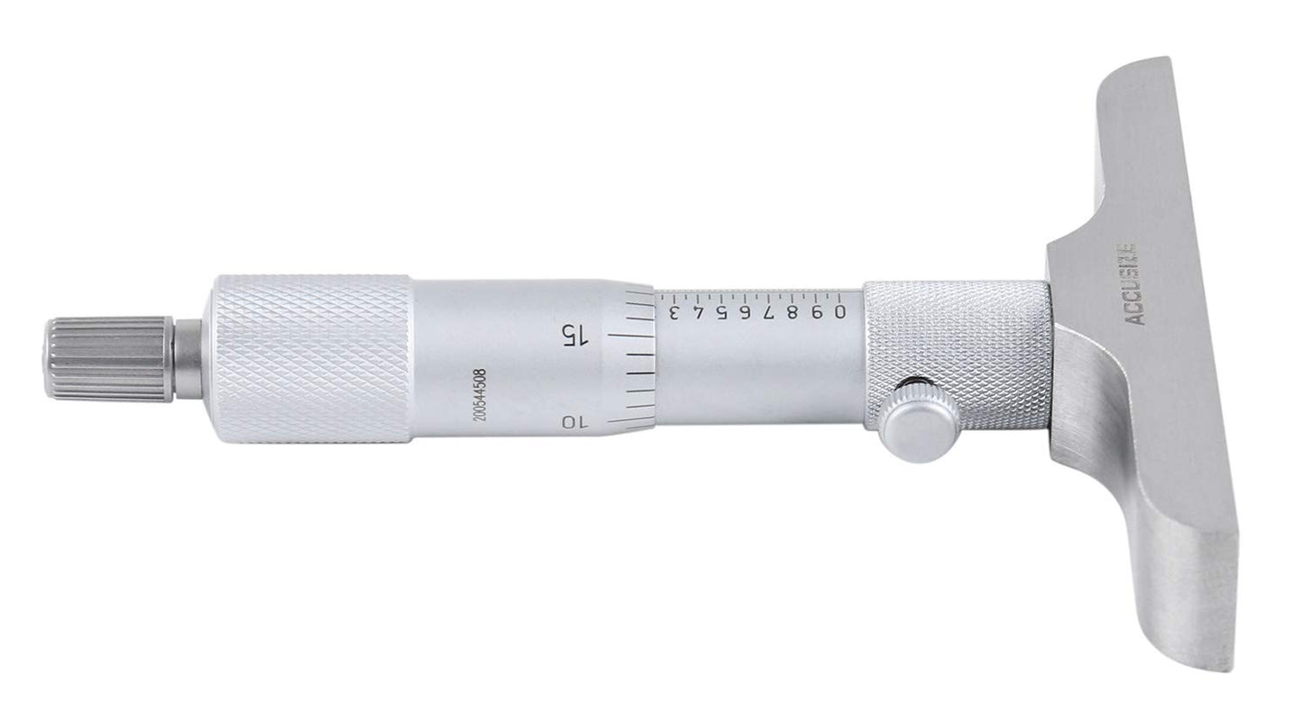 Accusize Industrial Tools 0-6'' by 4'' Base Depth Micrometer, 0.001'' Resolution, 6 Rods, 2025-4201