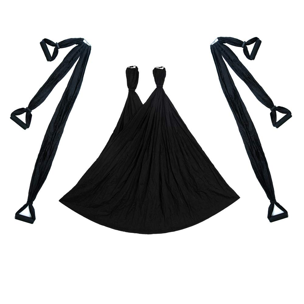 Aerial Yoga Swing Set Trapeze Hammock Kit Ultra Strong Antigravity Flying Sling Inversion Swing Tool Set for Air Yoga Inversion Fitness (Black)