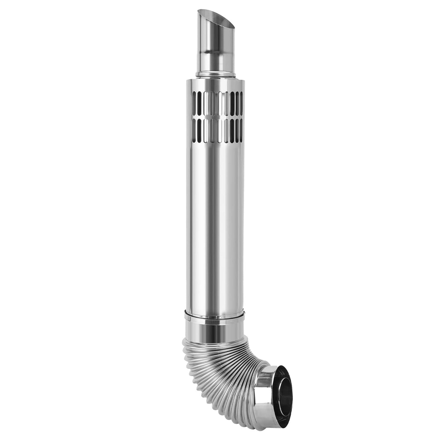 3"x5" Direct Vent Kit for Tankless Water Heaters, 23" Pipe, 87° Elbow, Trim Collar, 304 Stainless Steel