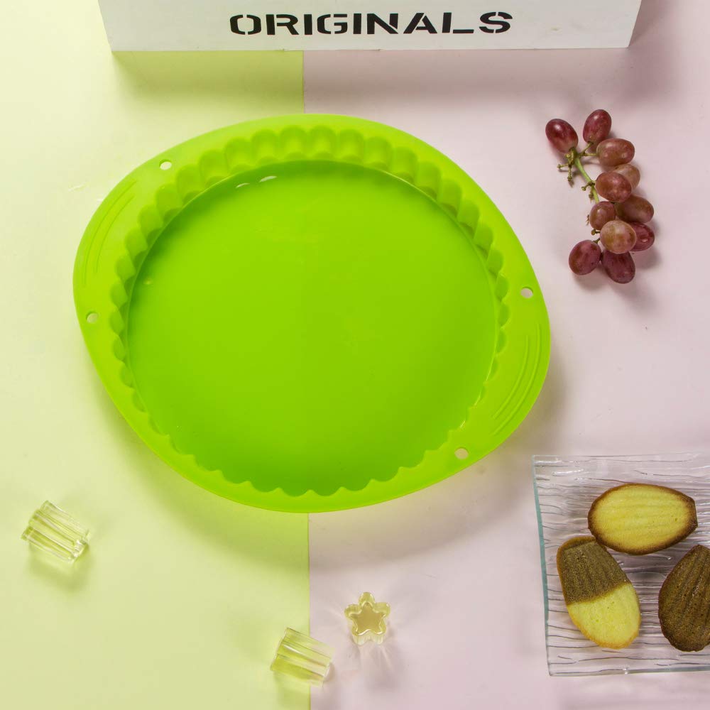 Webake Tart Pan Silicone Pie/Flan Pan 9.5 Inch Quiche Baking Dish Non-Stick Pizza Pie Mold