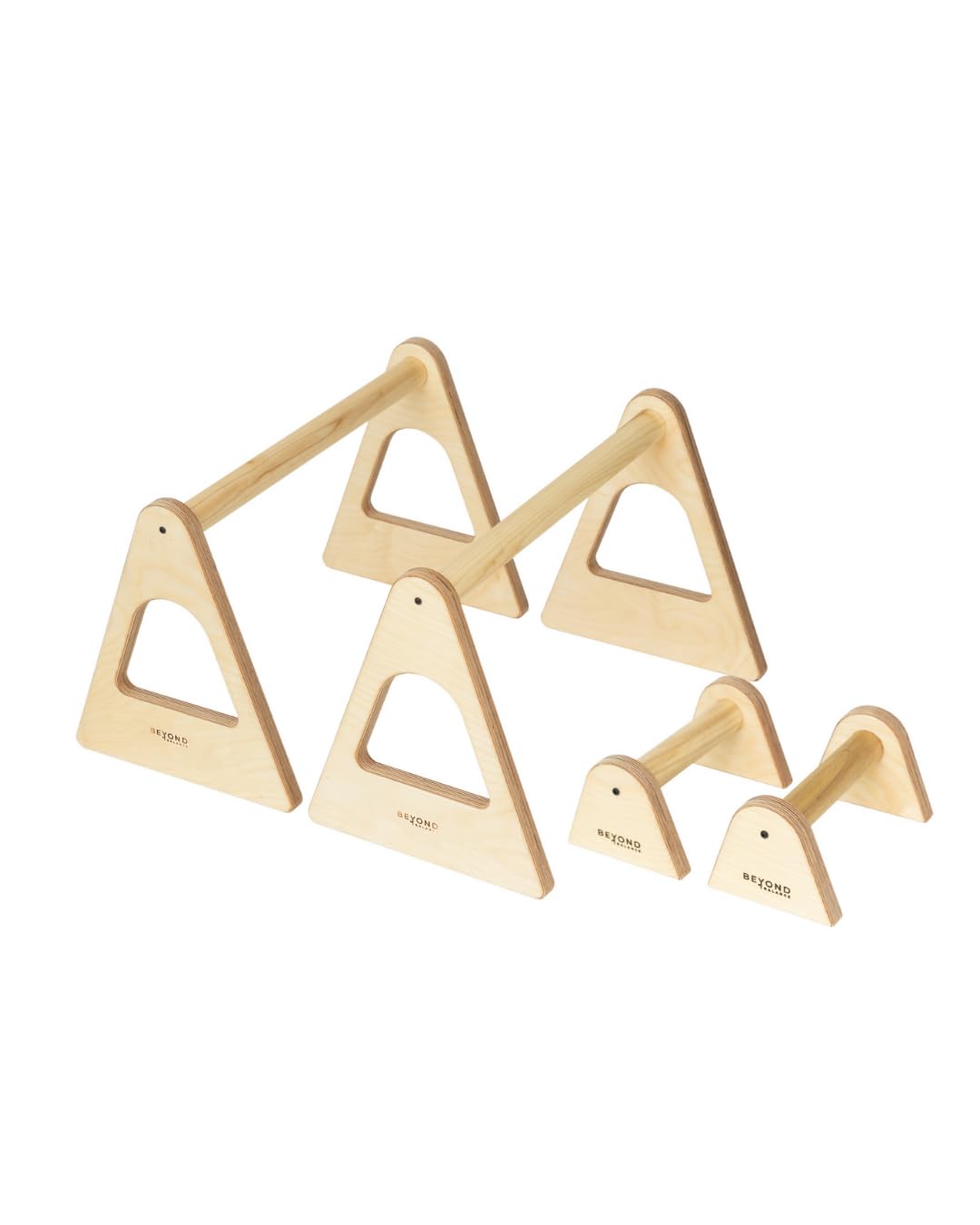 Beyond Balance Wood Parallettes Push-up Bar Dip Station | Handstands Planche Push-ups L-sits Dips Acrobatics (Large)