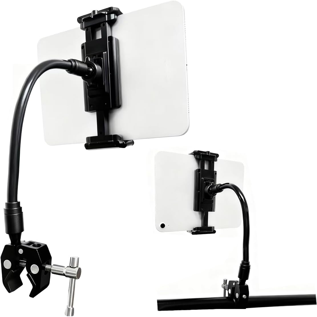Lupholue 360 4.7" 12.9" Universal Adjustable Tablet Holder Mount for Treadmill, Spin Bike, Stroller, Wheelchair, Golf