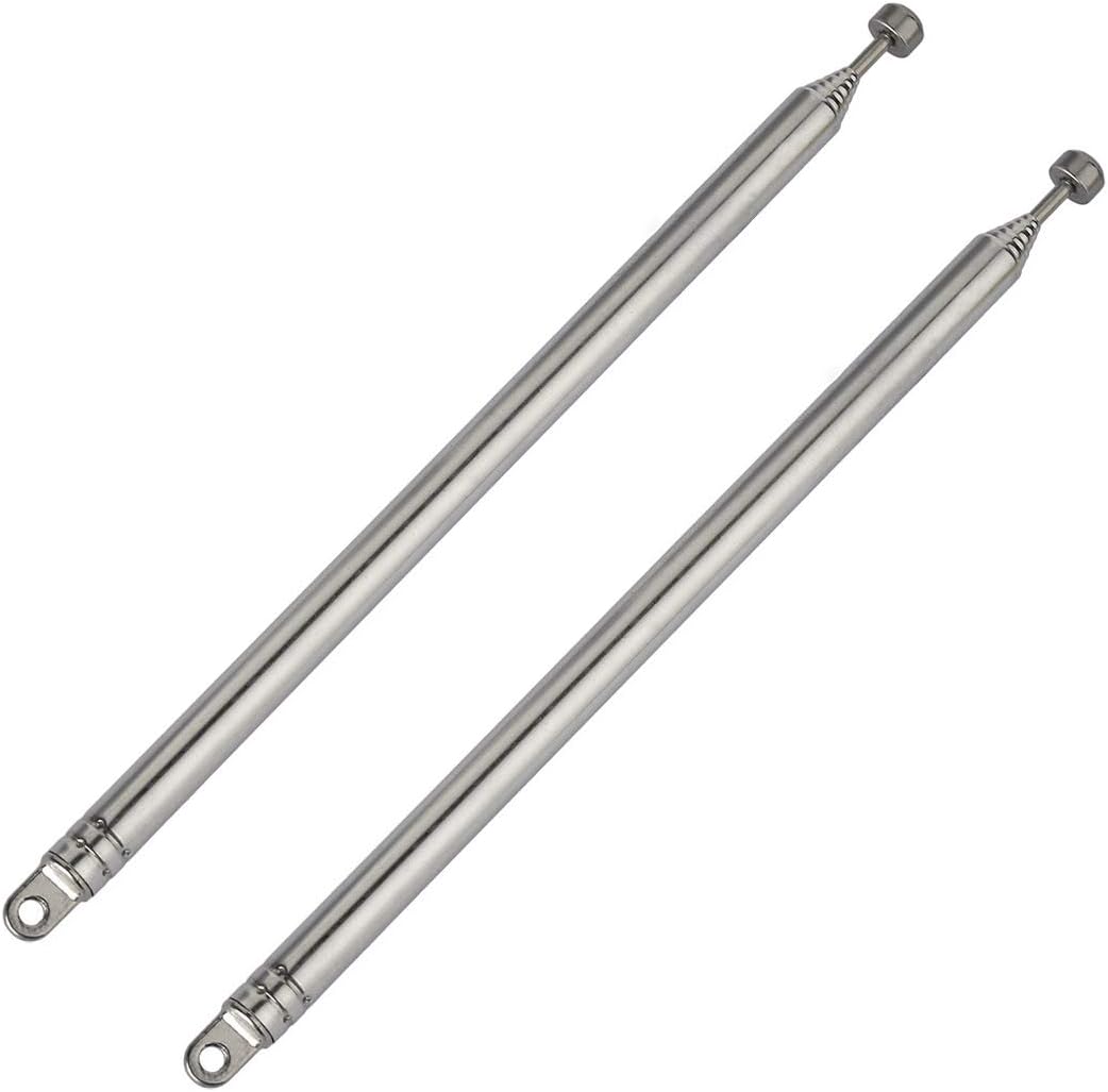 BINGFU 7 74cm (2-Pack) Sections Telescopic AM FM Antenna Portable Radio Antenna Replacement Compatible with Indoor
