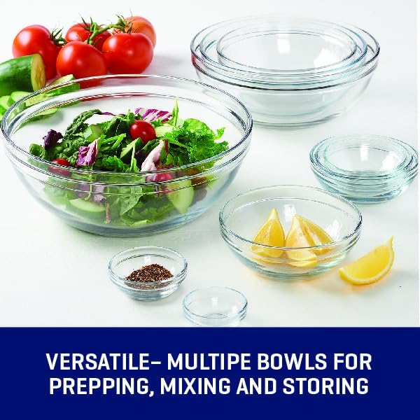 Anchor Hocking 10-Piece Mixing Bowl Set - Nesting Serving & Mixing Bowls in Various Sizes (1 oz to 3.5 Qt)