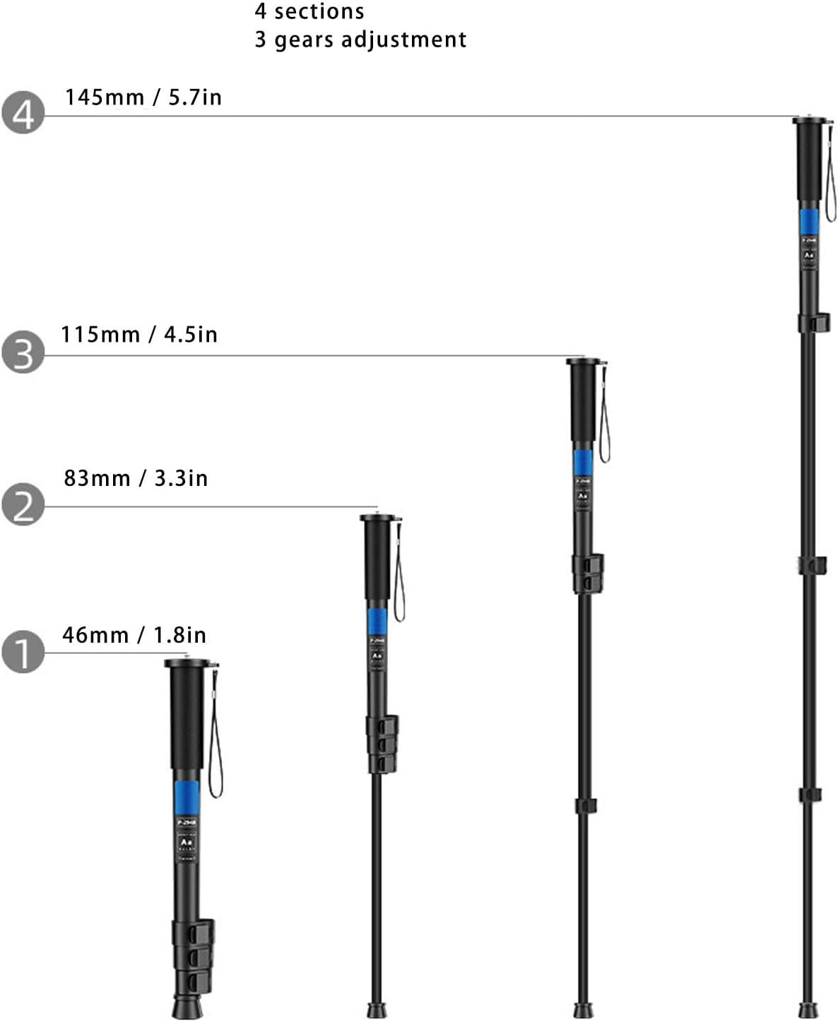 ciciglow Camera Monopod, Professional Telescopic Monopod Anti Slip, Aluminum Alloy Portable Travel Monopod Stand