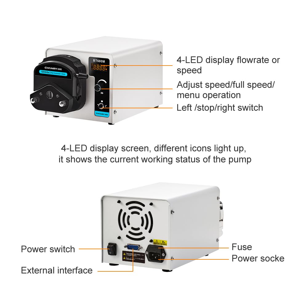 BT600M/YZ1515x Max 2L/Min Peristaltic Pump Basic Transfer Liquid Oil Adding Reagent Dosing Pump for Mining Wastewater Treatment Laboratory 110V-220V (110V)