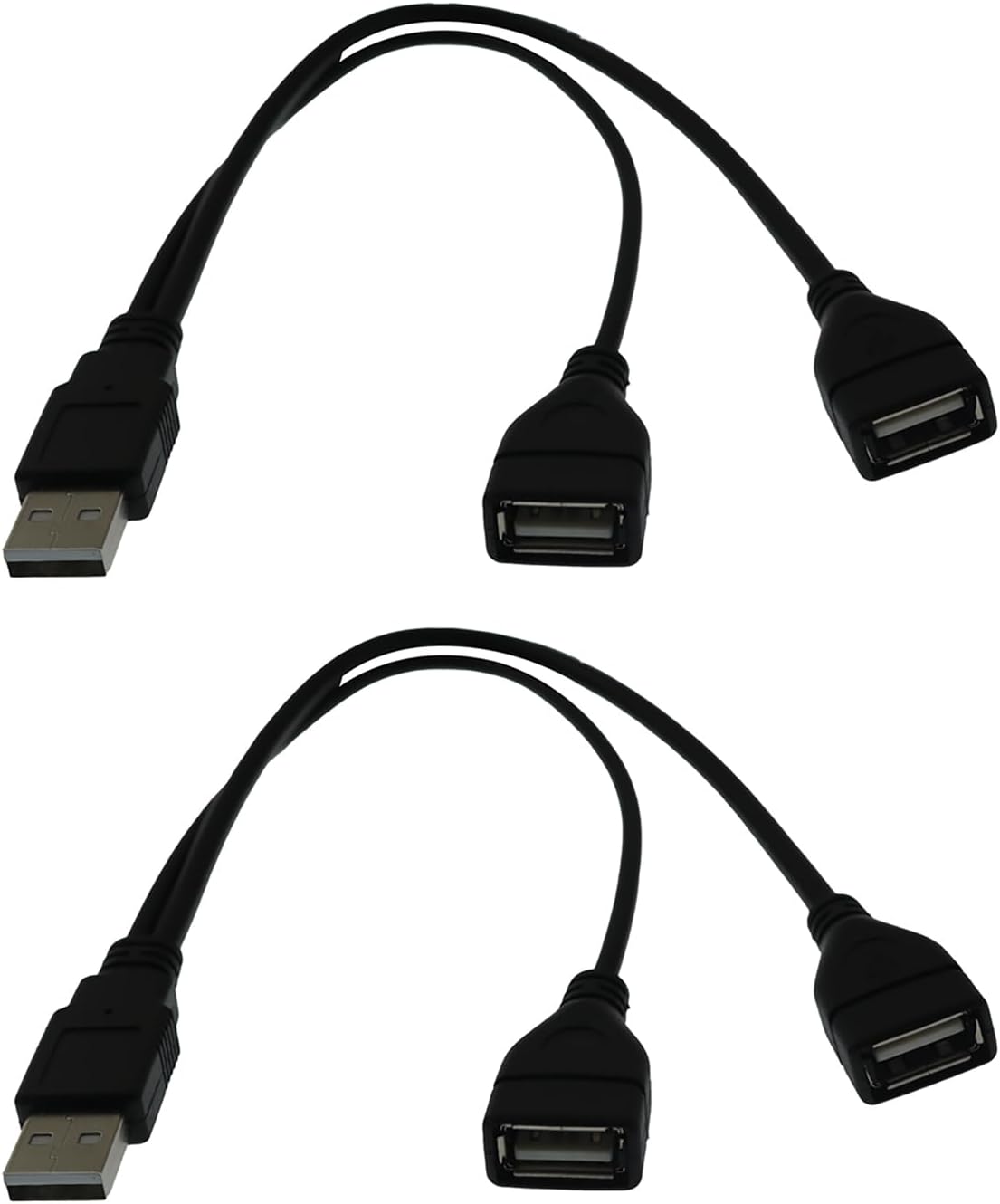 YTgilo 2PCS 30CM USB One to Two Car Splitter Female Adapter Cable Charging Data Extension Cable Y Splitter Hub Power