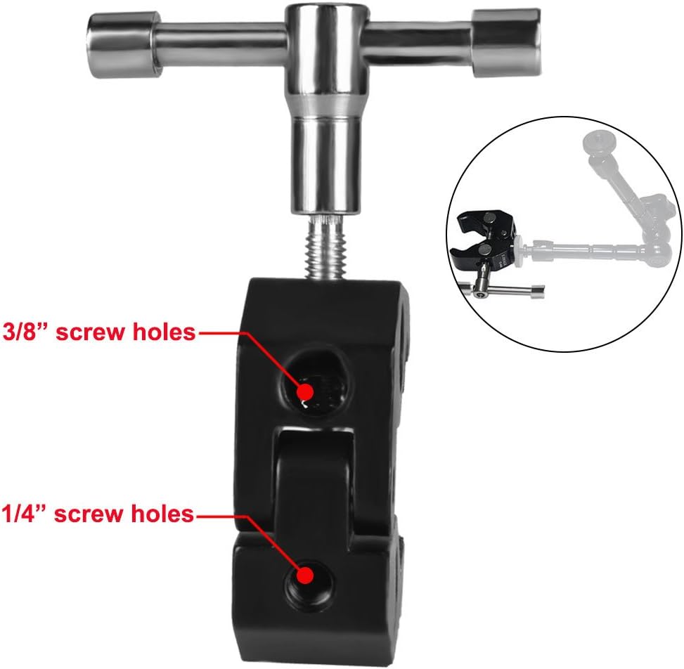 KAGYOKU 2 Pack 1/4 3/8 Super Clamp - with and Thread Crab Clamps for DSLR Rig Camera Monitor LED Light Microphones
