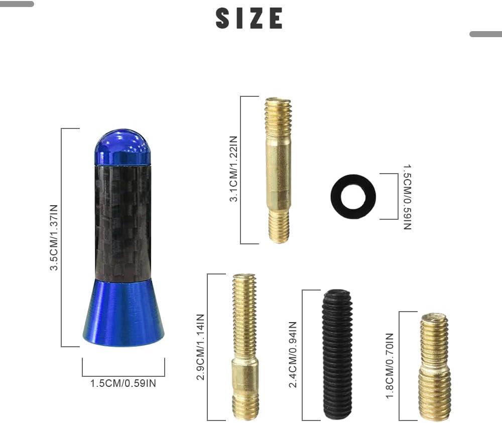 Lecctso Car Short Antenna Replacement, Carbon Fiber Car Short Radio Antenna, Universal for Most Vehicles