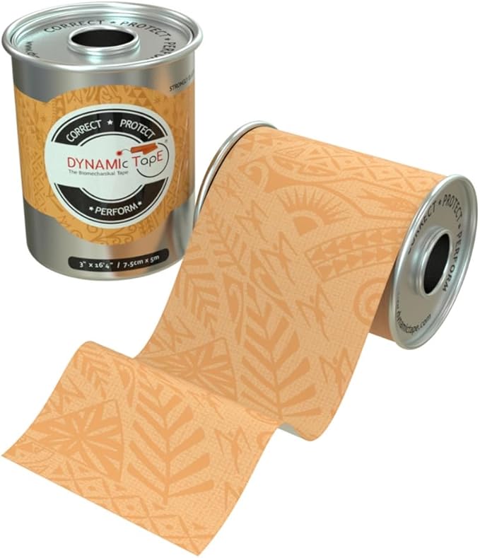 Dynamic Tape Original | Biomechanical Adhesive Tape | Physio Tape for Knee, Ankle, Shoulder, Leg, Muscle Support | Sports Tape for Football, Rugby, Ideal for Athletes | Beige & Beige - 3" (1)