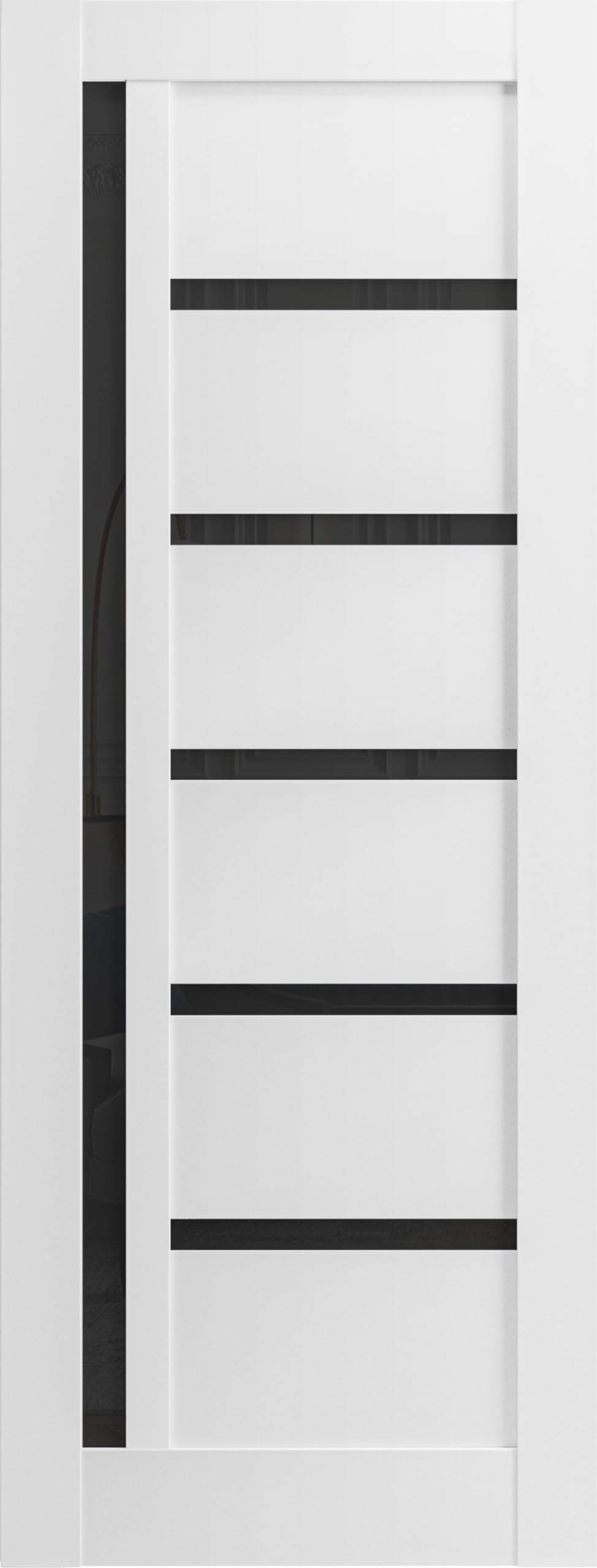SARTODOORS Slab Barn Door Panel | Quadro 4588 White Silk with Black Glass | Sturdy Finished Doors | Pocket Closet Sliding-24 x 84"-Black Glass