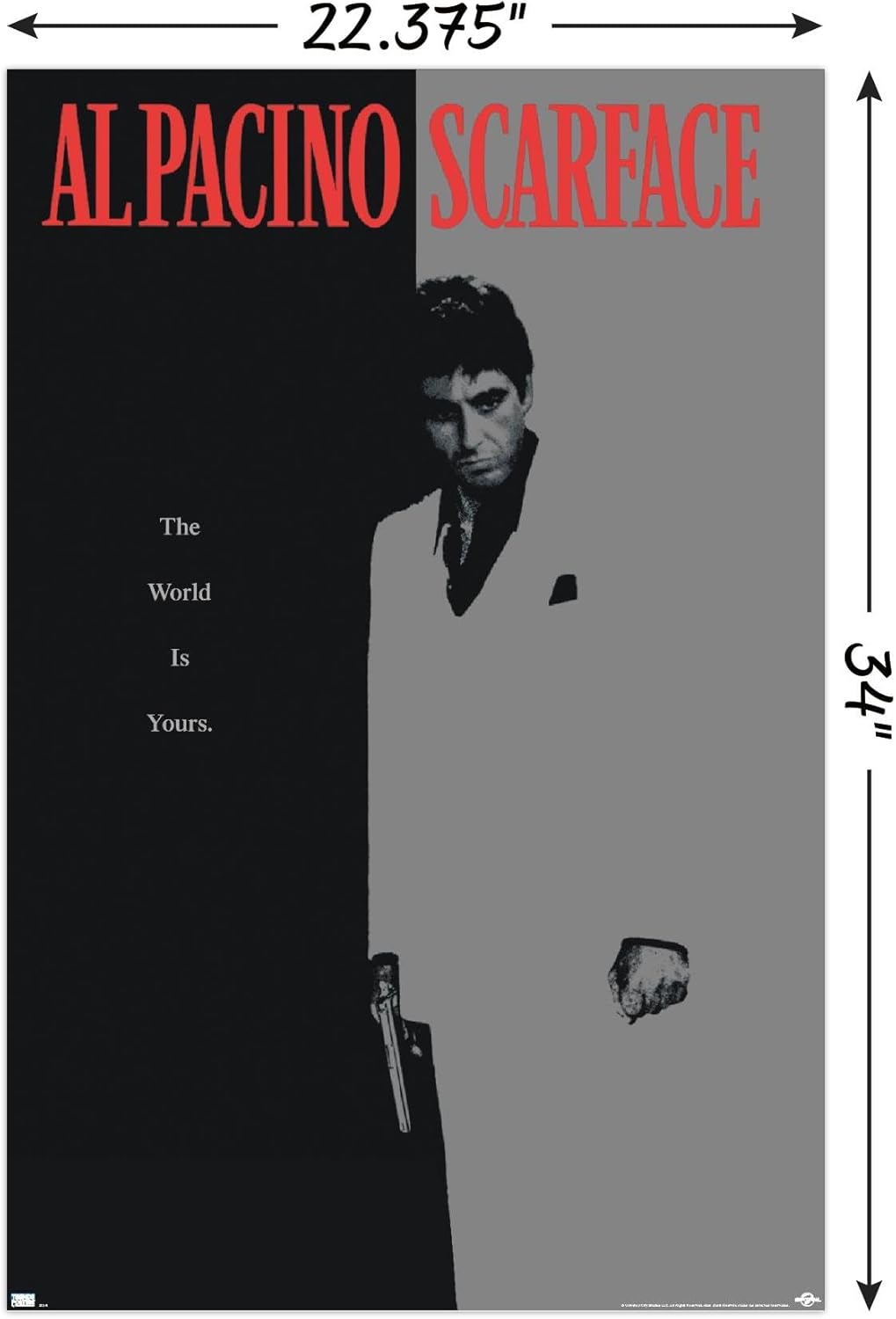 Scarface Wall Poster - Unframed One Sheet Design, 34" x 22.4" | Perfect for Movie Lovers