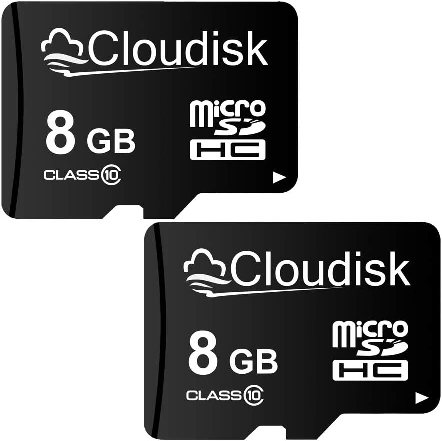 Cloudisk Pack 2 8GB C10, A1, U1 (8 of Micro SD Card Flash Memory Card Micro SDHC with SD Adapter, GB)