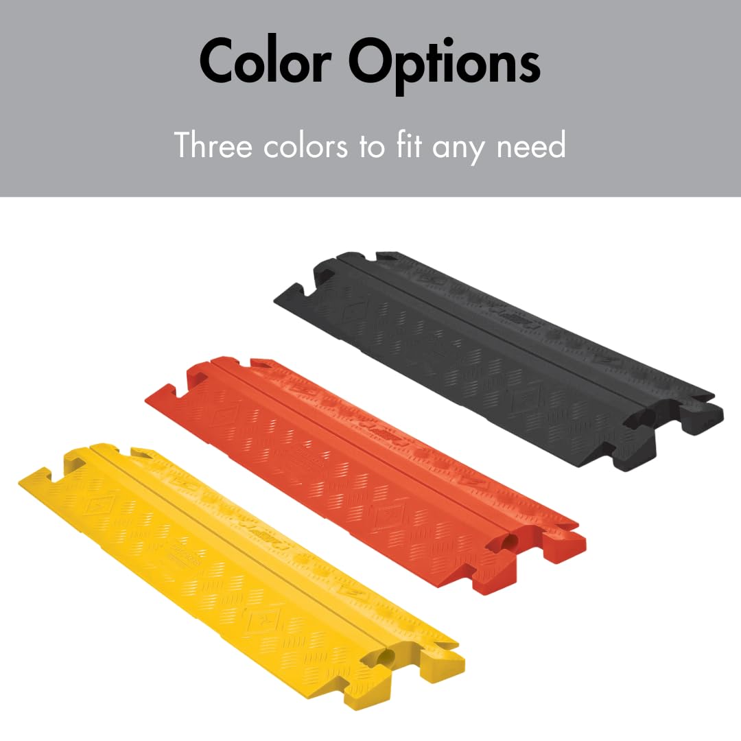 Checkers 1 Channel Industrial Drive Over Cable Protector, Drop in for 1.25" Lines, 17k/Axle Load Capacity Hose and Cable Ramp for Heavy Duty Equipment, Made in The USA, Yellow, CP1X125-GP-Y