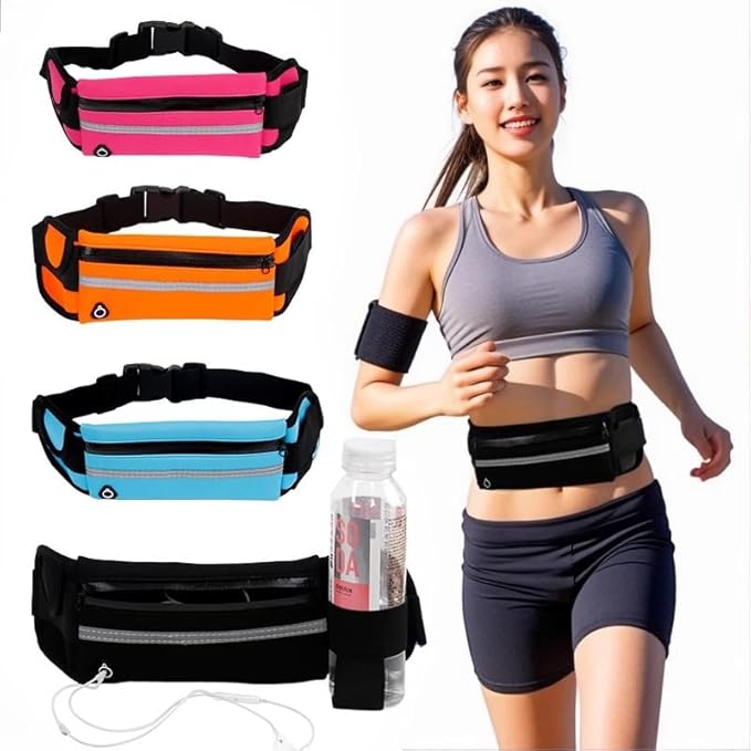 Adjustable Elastic Fitness Fanny Pack for Sports, Running Belt Waist Pack, Waterproof Sports Fanny Pack,Outdoor card wallet，Leisure travel wallet，5 color options available (rose red)